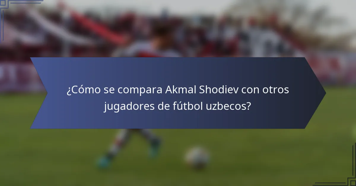 ¿Cómo se compara Akmal Shodiev con otros jugadores de fútbol uzbecos?