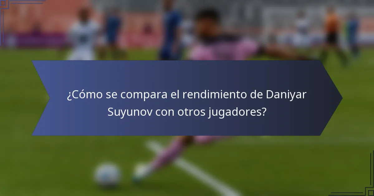 ¿Cómo se compara el rendimiento de Daniyar Suyunov con otros jugadores?