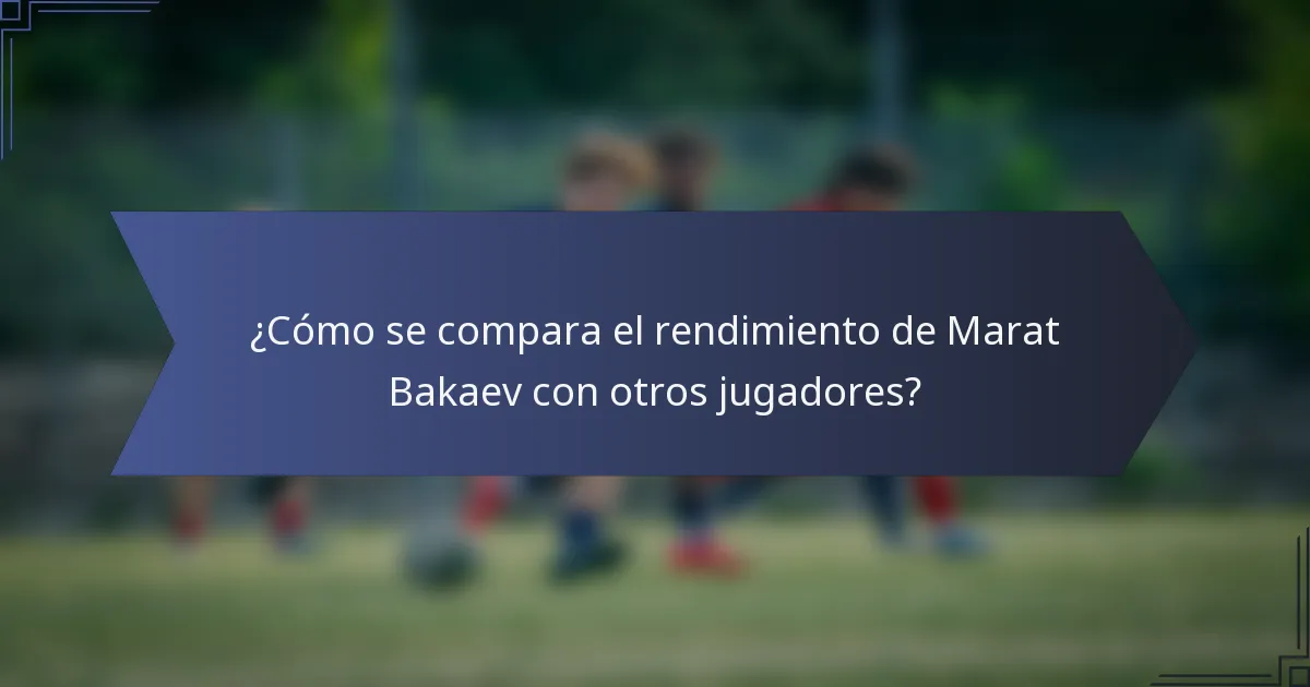 ¿Cómo se compara el rendimiento de Marat Bakaev con otros jugadores?