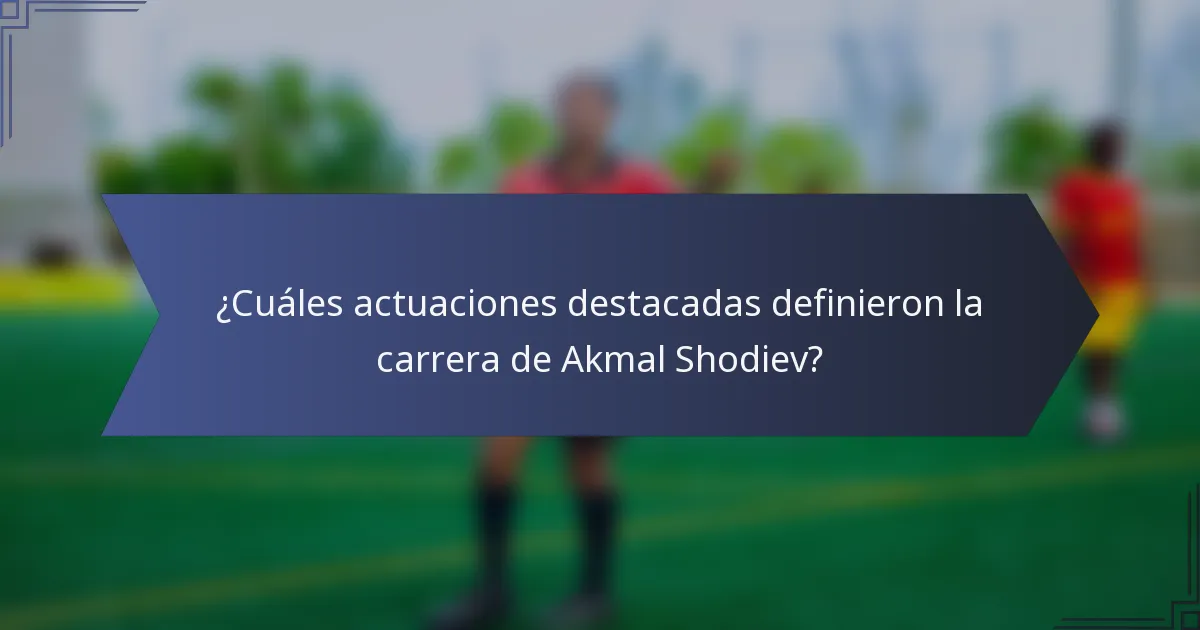 ¿Cuáles actuaciones destacadas definieron la carrera de Akmal Shodiev?