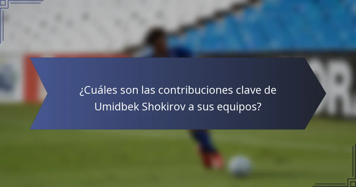 ¿Cuáles son las contribuciones clave de Umidbek Shokirov a sus equipos?