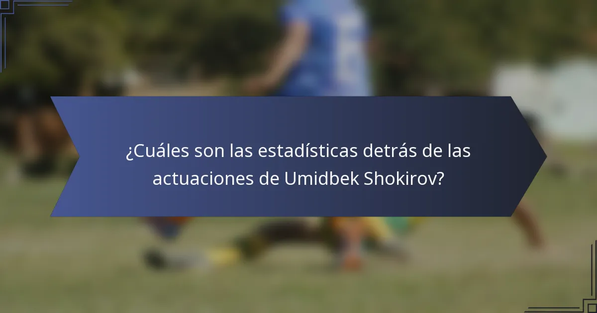 ¿Cuáles son las estadísticas detrás de las actuaciones de Umidbek Shokirov?