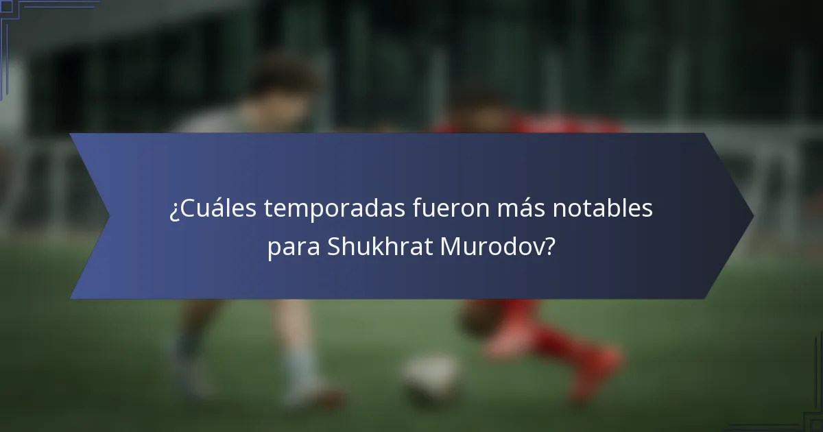 ¿Cuáles temporadas fueron más notables para Shukhrat Murodov?