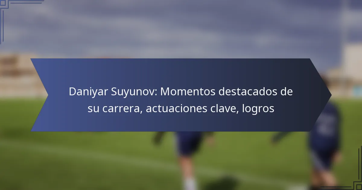 Daniyar Suyunov: Momentos destacados de su carrera, actuaciones clave, logros