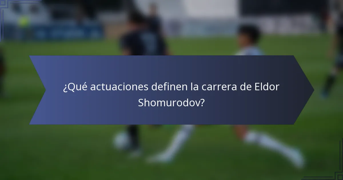 ¿Qué actuaciones definen la carrera de Eldor Shomurodov?