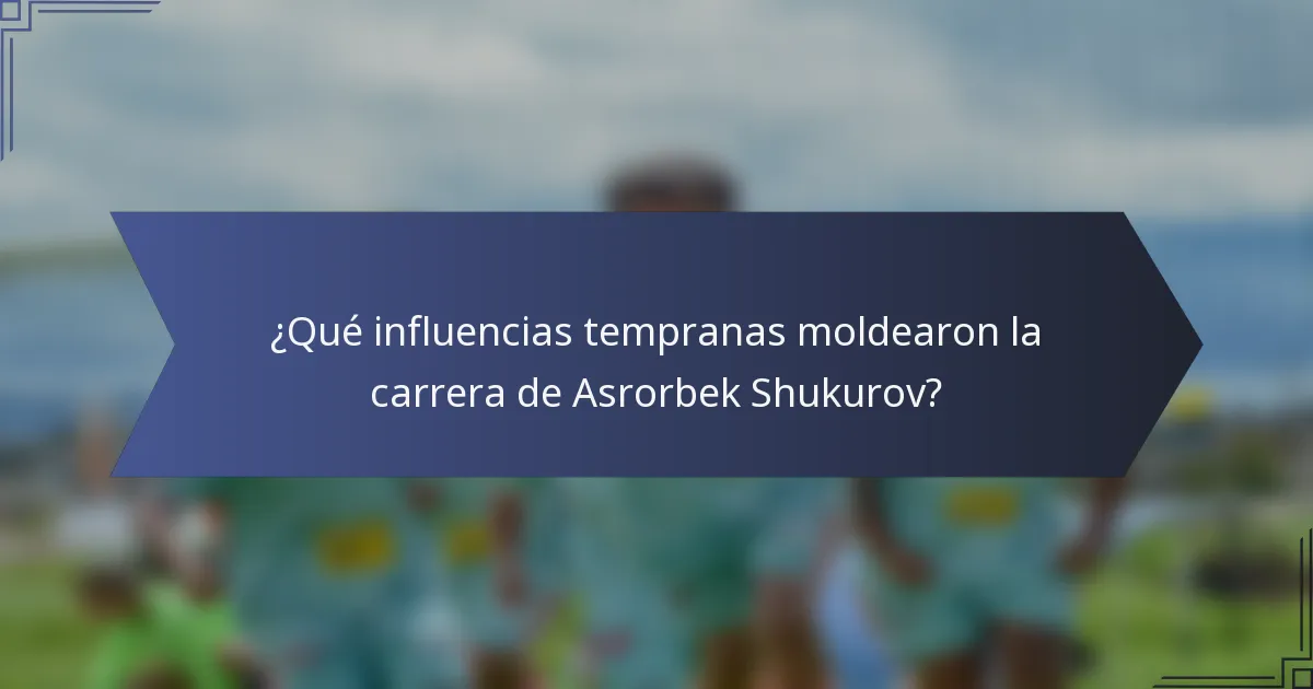 ¿Qué influencias tempranas moldearon la carrera de Asrorbek Shukurov?