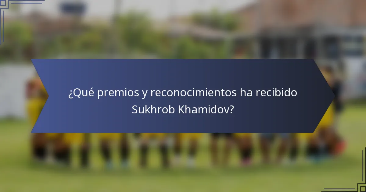 ¿Qué premios y reconocimientos ha recibido Sukhrob Khamidov?